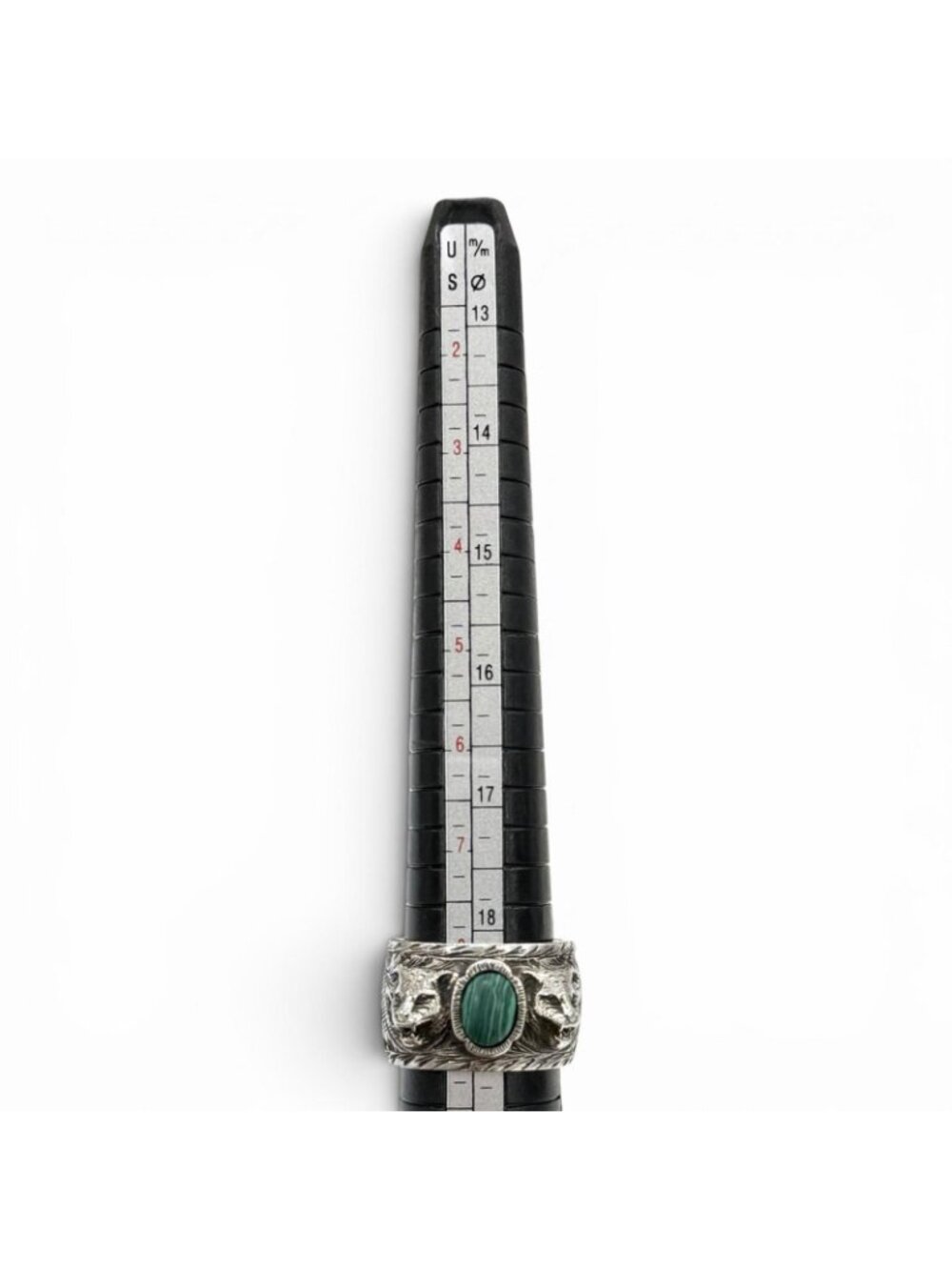 Gucci Arabesque Garden Cat Head Malachite Ring Silver - Picture 11 of 11